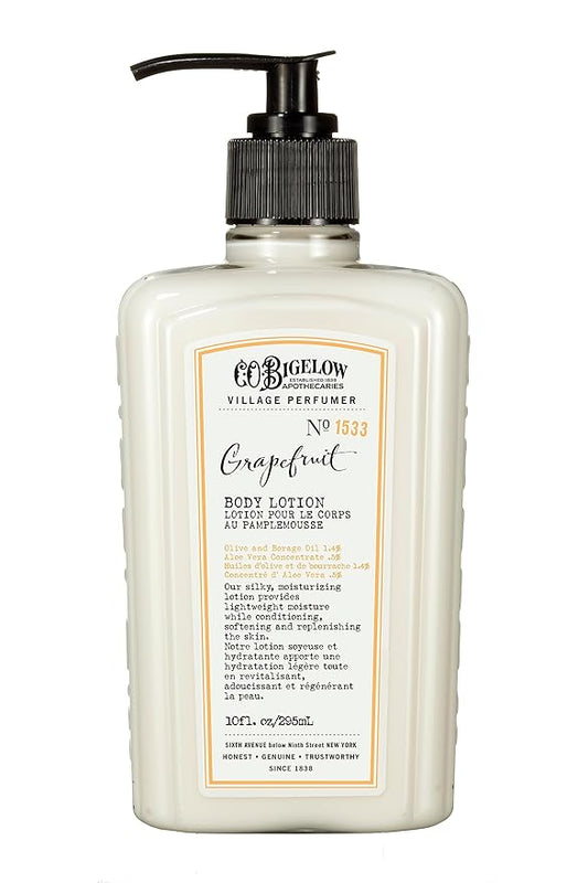 C.O. Bigelow Grapefruit Body Lotion, Village Perfumer Moisturizing Body Lotion with Aloe Vera, Borage Oil & Olive Oil, 10 Fl Oz-Velvo Beauty
