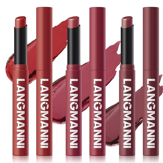 Jolilab 3Pcs Velvet Matte Lipstick Nude Matte Soft Dark Color Stick High Pigmented Long-Lasting Waterproof Lip Stick Lip Balm Beauty Cosmetics Gift for Girls and Women(10#+11#+12#-Velvo Beauty