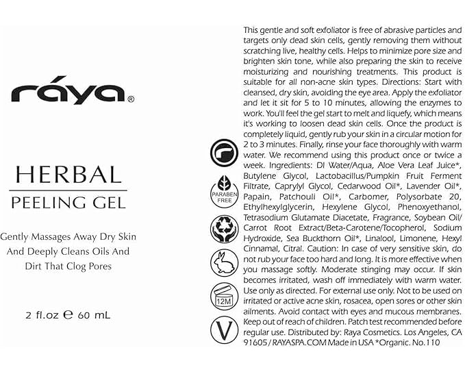 RAYA Herbal Facial Peeling Gel (110) | Gentle and Soft Exfoliator for Oily Skin | Helps Minimize Pores and Brighten Complexion-Velvo Beauty
