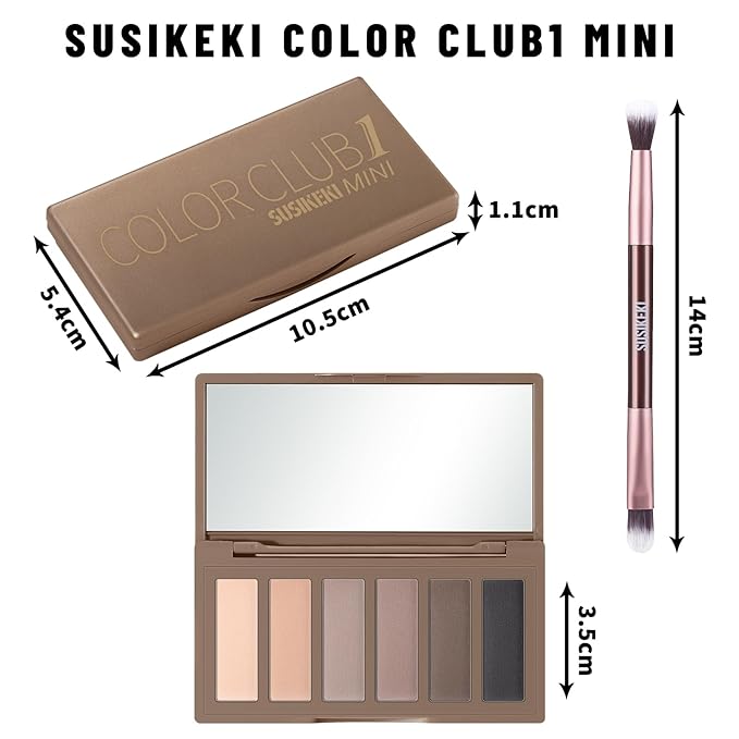 6 Colors Mini Naked Eyeshadow Makeup Palette with Brush Neutral Nude Smoky Eye Shadow Taupe & Brown Matte Make Up Pallet with Mirror Highly Pigmented Long Lasting Waterproof Travel Size Gift Kit-Velvo Beauty
