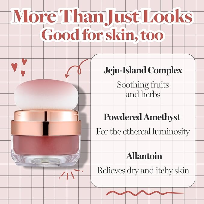 Hope Girl 3D Powder Blusher 0.17oz | Skin-Loving Korean Mini Blush for Cheeks and Eye Makeup w/Allantoin | K Beauty Cool Toned Vibrant Sunkissed Fine Powder Makeup Blush Cosmetics (#07 Dry Rose)-Velvo Beauty