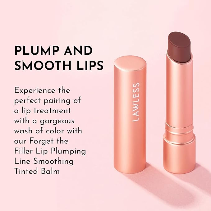 LAWLESS Forget the Filler Lip Plumping Line Smoothing Tinted Balm, Amaretto, Brown, 0.09 Ounce-Velvo Beauty