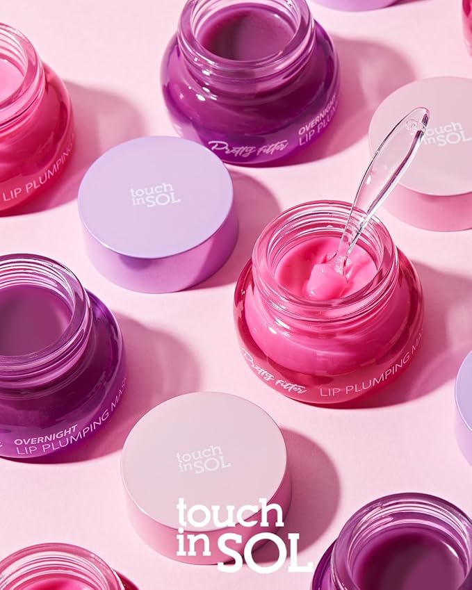 TOUCH IN SOL Pretty Filter Lip Plumping Mask - Lip Volumizing and Moisturizing with Shea Butter, Korean Skincare - Hydrating, Lip Repair, Lip Plumps, Raspberry Scent-Velvo Beauty