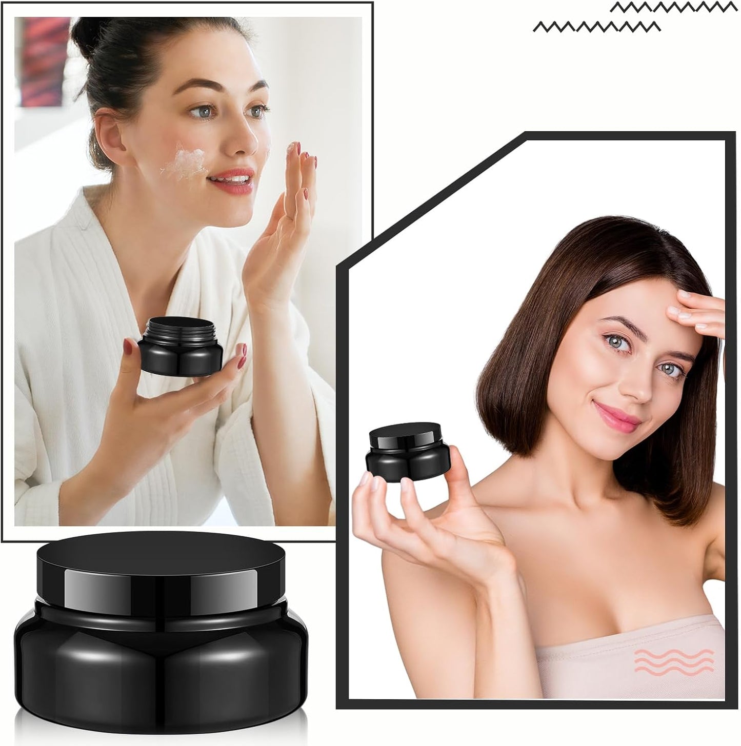 Tessco 24 Pack Plastic Jars with Lids Labels Empty Clear Plastic Jars Round Refillable Cosmetic Containers Body Butter Containers Bulk Sugar Scrub Bottle for Make Up(5 oz,Black)-Velvo Beauty