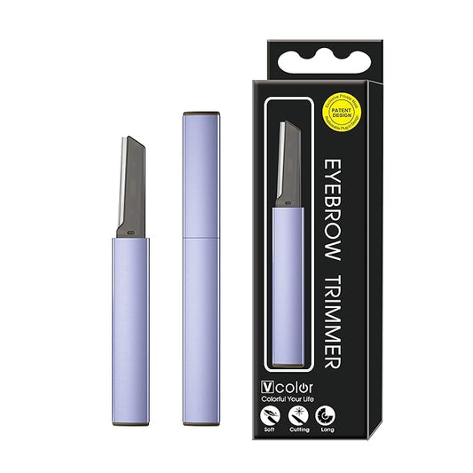 Exfoliating Eyebrow Razor Dermaplaning Tool Eyebrow Trimmer with 4 Replacement Blades, Facial Razors for Women Aluminum Alloy Handle & Stainless Steel Blade (Blue)-Velvo Beauty