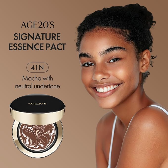 AGE20'S Signature Essence Pact SPF 50+ | Pack of 1 | 41N MOCHA | Cream Foundation, Dewy Finish, Natural Coverage | Korean Cushion Foundation-Velvo Beauty