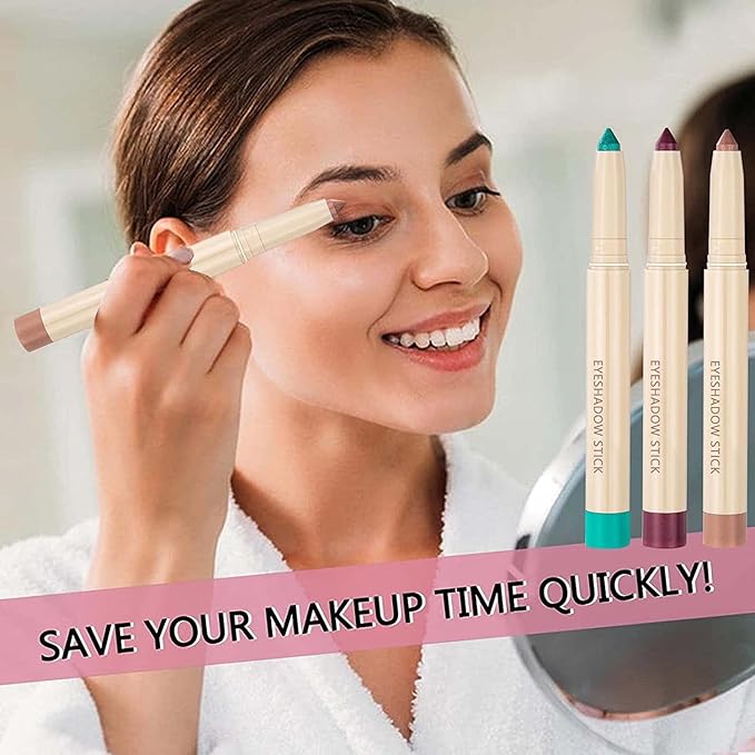 Brown Eyeshadow Stick, Smooth Cream Shimmer Eyeshadow Pencil, Waterproof Long Lasting High Pigmented Hypoallergenic Eye Shadow Highlighter Stick Create Multi-Dimension Eyes Look(16# Brown Shimmer)-Velvo Beauty