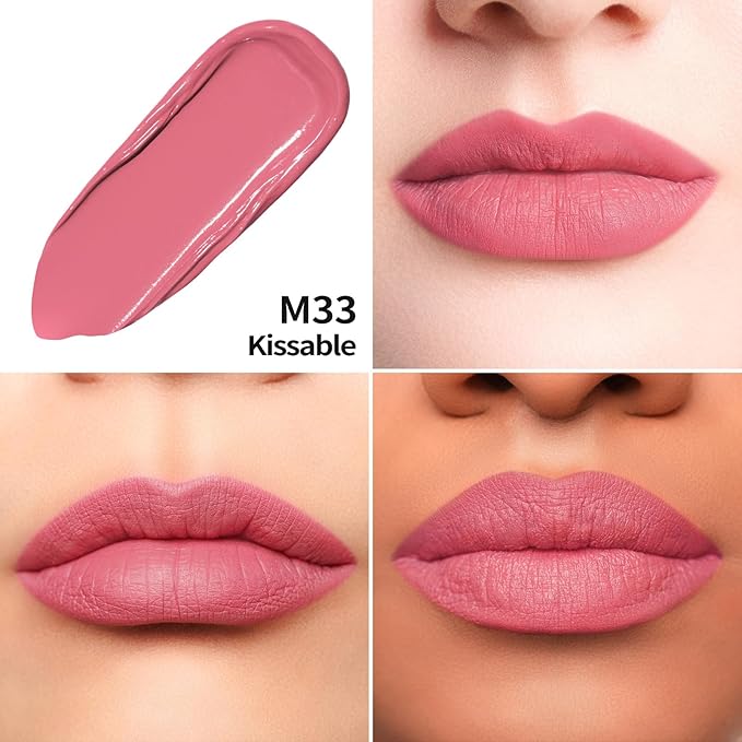 Oulac Matte Pink Lipstick for Women, Long Lasting Liquid Lip Stick High Impact Lip Gloss Full Coverage Lip Makeup with Vitamin E Waterproof Formula,Vegan M33-Velvo Beauty