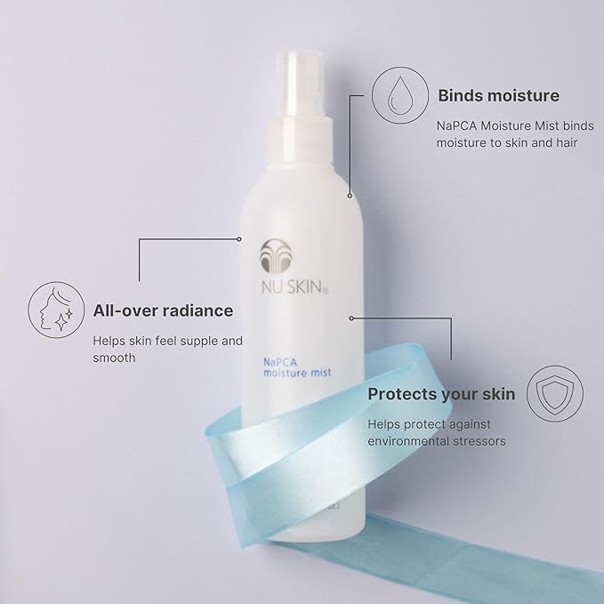 Nu Skin NaPCA Moisture Mist | Revitalizing Moisturizer & Cooling Mist with Hyaluronic Acid | Hydrating Spray for Face, Body & Hair | Sodium PCA for All Skin Types | 8 oz | 2 Pack-Velvo Beauty