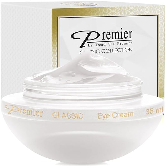 Premier Dead Sea Eye Cream, Age defying, Helps minimize wrinkles, Dark circles, sagging skin, Reduce bags, vitamin A & E, hyaluronic acid, anti-aging, Hypoallergenic, classic collection 1.2fl oz-Velvo Beauty