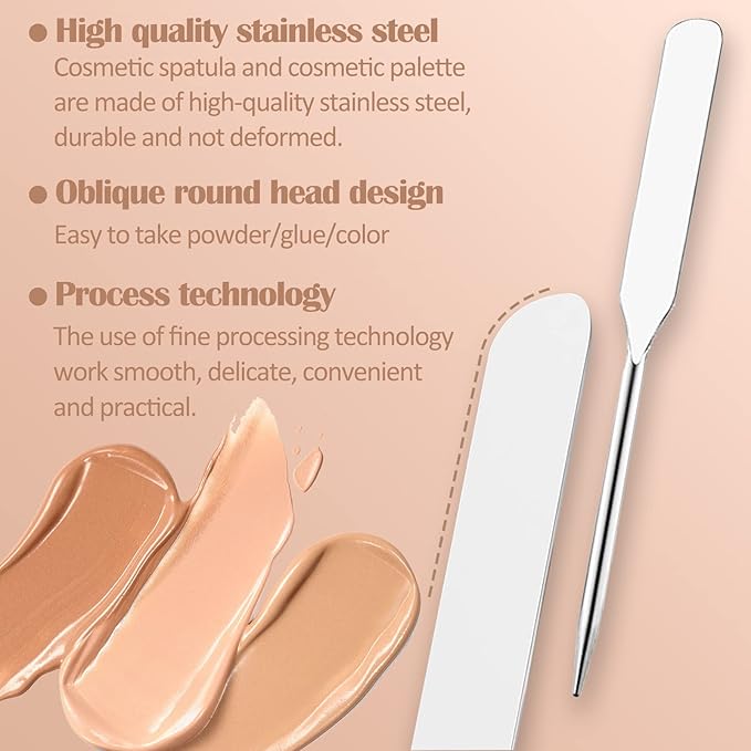 DAGEDA Stainless Steel Makeup Spatula Set, Makeup Mixing Palette Make up Spatula Tool, Foundation Spatula Makeup Foundation Mixing Pigment Palette, Cosmetic Spatula Foundation Palette Make up Tool-Velvo Beauty