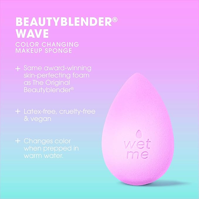 Beautyblender® | Wave Color Changing Blender Makeup Sponge | Blend Liquid Foundations, Powders and Creams | Streak Free Application | Vegan, Cruelty Free | Made in USA-Velvo Beauty