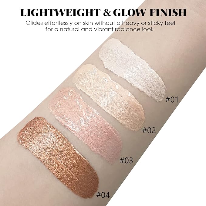Liquid Highlighter Makeup, Natural Silky Shimmer Finish Face Highlighter, Highly Pigmented, Lasting, Blendable, Soft Cream For Face, 0.25fl.oz (#02 Champagne Shimmer), 1.3 Ounce, 1 Pack-Velvo Beauty