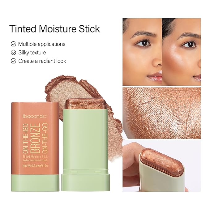 MEICOLY Cream Bronzer Stick, Natural Highlight Contour Makeup,Face Highlighter Stick,Contour Stick Facial Contouring Stick,Buildable Face Bronzer Face Shaping,Waterproof,01 Warm Glow