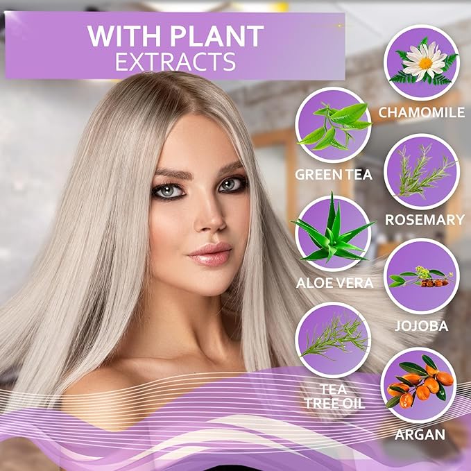 Purple Shampoo - Toner for Blonde Hair - Sulfate and Paraben Free - More Balanced Color Treated, Bleached, Silver, White and Gray Hair - No More Orange, Straw Yellow and Brassy Tones - Women and Men-Velvo Beauty