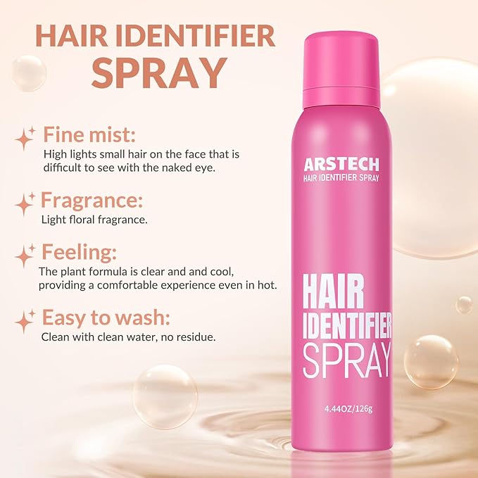 Hair Identifier Spray for Face Shaving Dermaplaning Tool Skin Body Dermaplaning Spray for Women with 4 Face Razor for Face Shaver Hair Removal Kit Excess Hair Dermaplane Razor for Women Face-Velvo Beauty