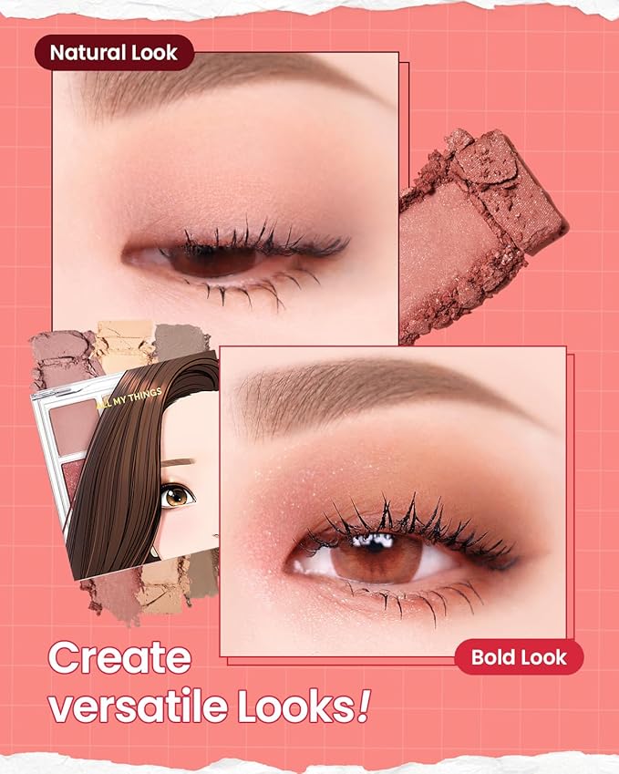 AMTS True Beauty Dear Rose Eyeshadow Palette, Matte Shimmer Glitter Highly Pigmented, Long Lasting, Cheek blush, K Beauty, Korean makeup-Velvo Beauty