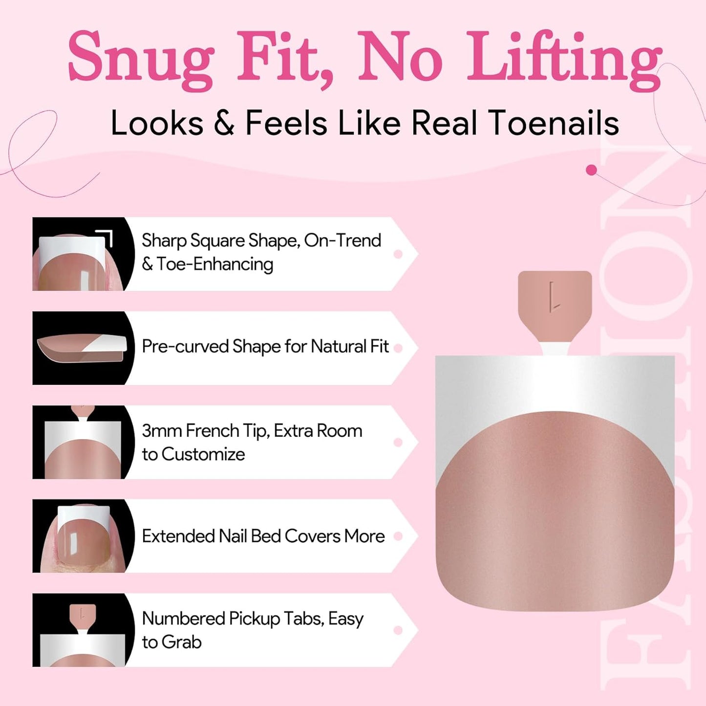 Press On Toenails for Women, Brown Pink 15 Sizes 270 Pcs Toe Nail Tips Pre-applied Primer& Base Coat, Full Cover Real Square French Tip Extension DIY at Home, Builder Nail Gel & Top Coat Required-Velvo Beauty