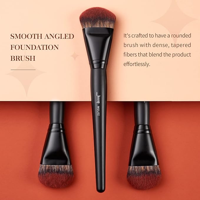 Jessup Foundation Brush for Liquid, Smooth Angled, Large Face Makeup Brush for Blending Liquid, Cream MUL02-Velvo Beauty
