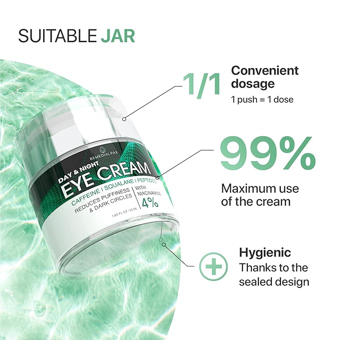 REMEDIAL PAX Eye Cream for Dark Circles and Puffiness, Bags Under Eyes Treatment, Anti-Aging Collagen Eye Cream for Wrinkles, Day & Night Caffeine Eye Cream with Niacinamide Dimethicone-Velvo Beauty