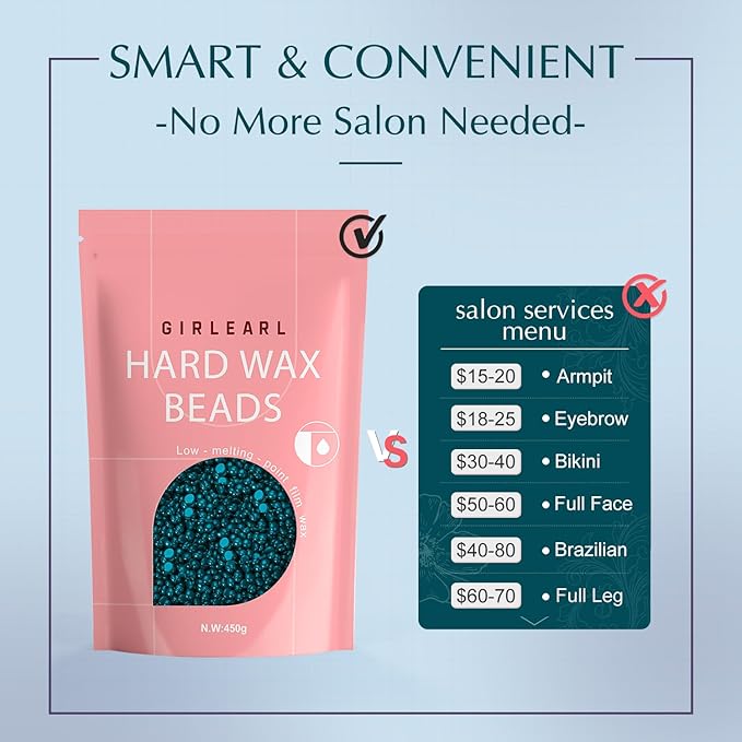 Hard Wax, Jasmine Infused Wax Beans for Sensitive Skin, 1lb, Wax for Hair Removal, Bikini, Legs, Eyebrow, Facial, Full Body Waxing for Women and Men-Velvo Beauty