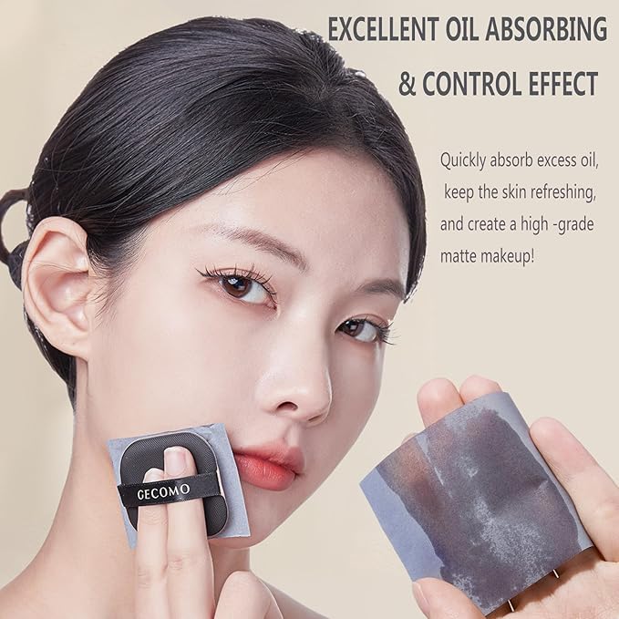 Natural Bamboo Charcoal Facial Oil Blotting Paper,100pcs Oil Blotting Sheets with Portable Mirror & Makeup Puff for Oily Face Skin,Oil Control Film Easy Take Out Handy Friendly Oil Absorbing Tissues-Velvo Beauty