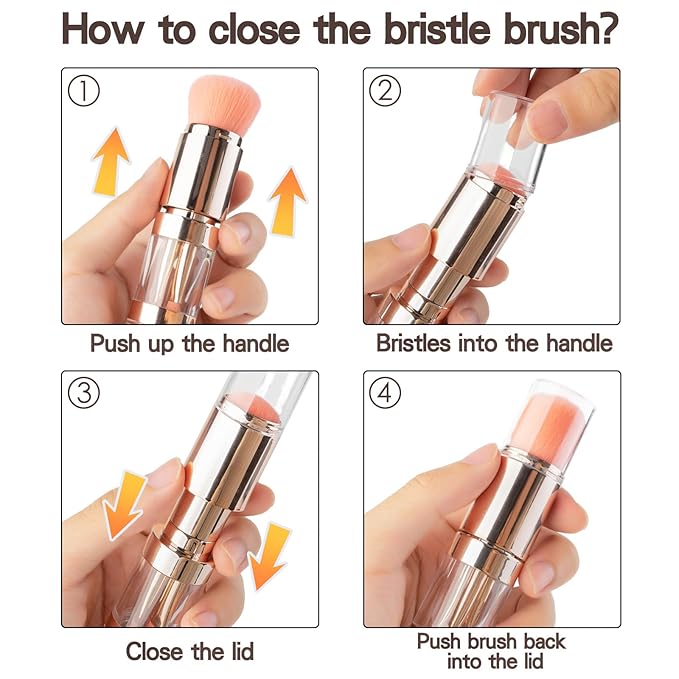 kullder 5-in-1 Makeup Brush Travel Makeup Brush set Dual Ended Mini Makeup Brush Pen Foundation Powder Concealer Shadow Blush Makeup Brushes with 2 Sponge Puff Womens Gift Idea for Beauty Lover-Velvo Beauty