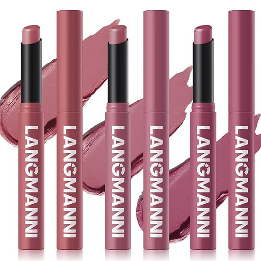 Jolilab 3Pcs Velvet Matte Lipstick Nude Matte Soft Dark Color Stick High Pigmented Long-Lasting Waterproof Lip Stick Lip Balm Beauty Cosmetics Gift for Girls and Women(07#+08#+09#-Velvo Beauty