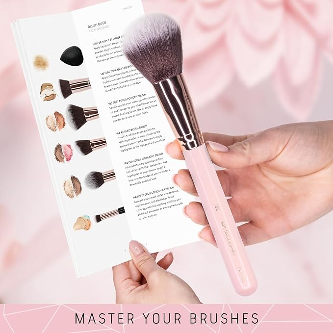 Niré Beauty 15piece Award Winning Pink Makeup Brushes: Pink Makeup Brush Set with Case, Makeup Sponge, Brush Cleaner, Guide, Gift Box-Velvo Beauty