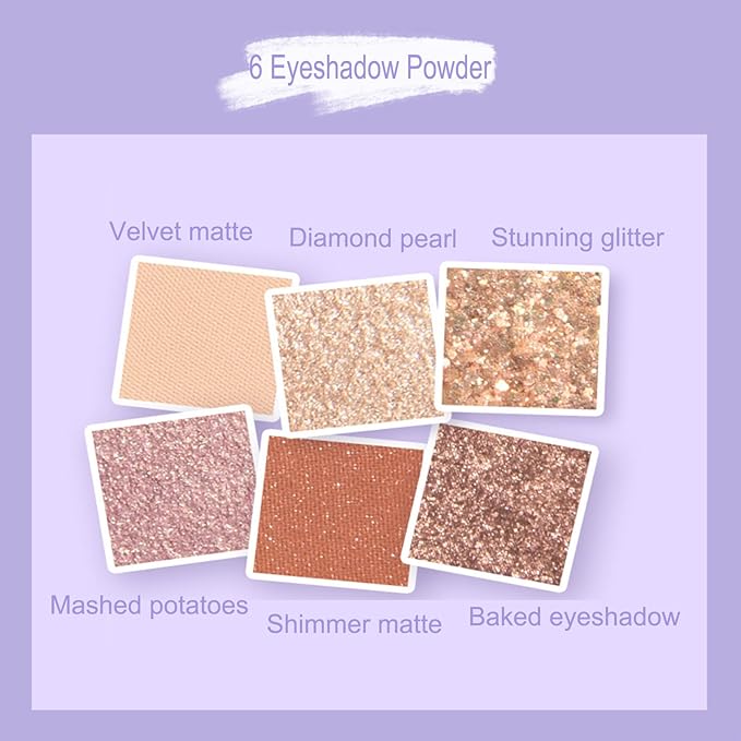 Violet Fairy 9 Color Eyeshadow Palette, Warm Neutrals (03)-Velvo Beauty