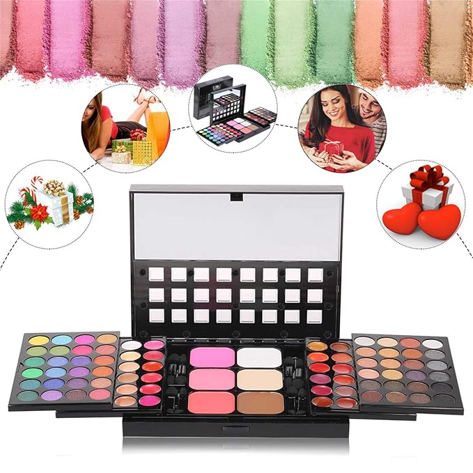 Pro Makeup Gift Set All in One Makeup Kit Cosmetic Contouring Kit 78 Colors Eyeshadow Palette with Face Blush, Lipgloss, Concealer and Eyeshadow Brushes- Ideal Holiday Gift Set-Velvo Beauty