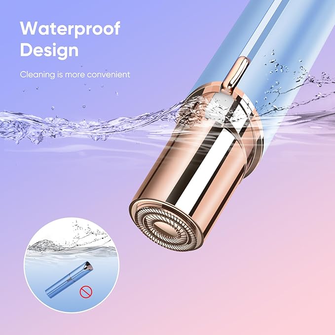 Facial Hair Remover for Women- as Seen on TV Painless Face Shaver -Mini Hair Remover, Electric Razor Shaver Portable Bikini Epilator for Lips, Chin, Armpit, Peach Fuzz, Fingers, Neck, Cheek(Blue)-Velvo Beauty