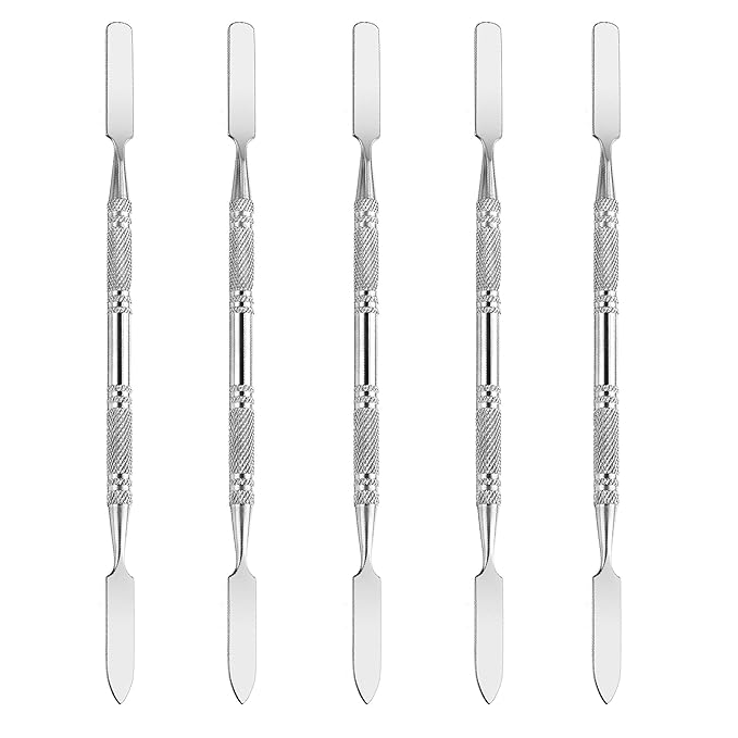 5Pcs Makeup Spatula tool metal Set Professional Beauty Stainless Steel Cosmetics Mixer Long Metal Spatula Depotting Mixing Tool (#2)-Velvo Beauty