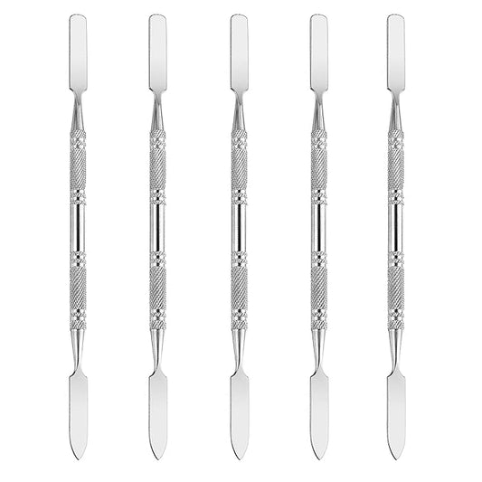 5Pcs Makeup Spatula tool metal Set Professional Beauty Stainless Steel Cosmetics Mixer Long Metal Spatula Depotting Mixing Tool (#2)-Velvo Beauty