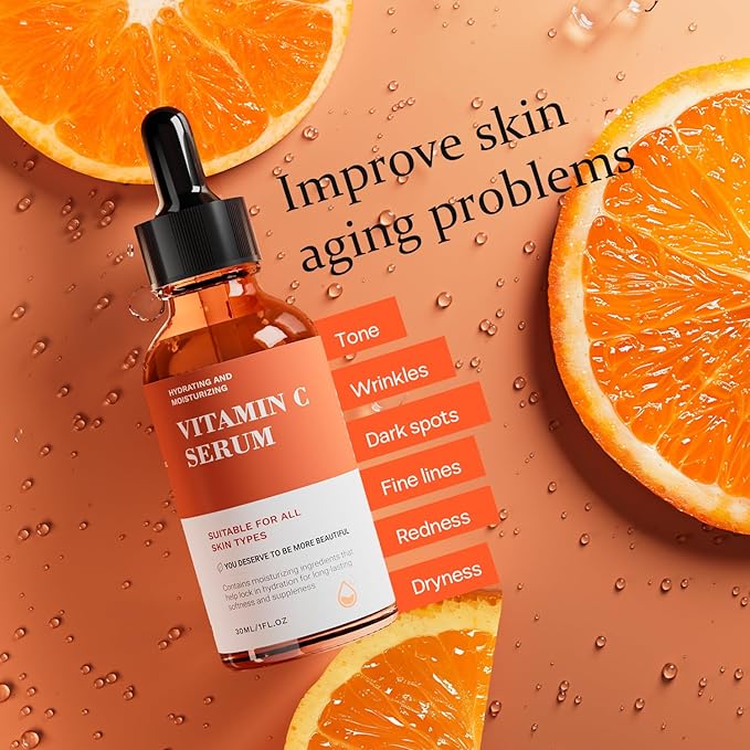 Vitamin C Serum For Face-Anti Aging & Wrinkle Facial Serum With Vitamin C,Sodium Hyaluronate,Vitamin E And More,Skin Brightening Serum For Dark Spots,Fine Lines & Dull Skin,1 Fl Oz-Velvo Beauty