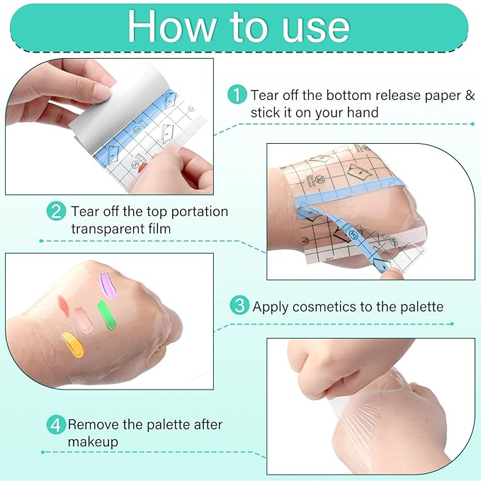 200 Pieces Makeup Hand Palette Single Use Makeup Mixing Palette Disposable Foundation Mixing Tray Adhesive Artist Cosmetic Makeup Palette Waterproof Makeup Tape for Women Girl (3.15 x 3.15 Inch)-Velvo Beauty
