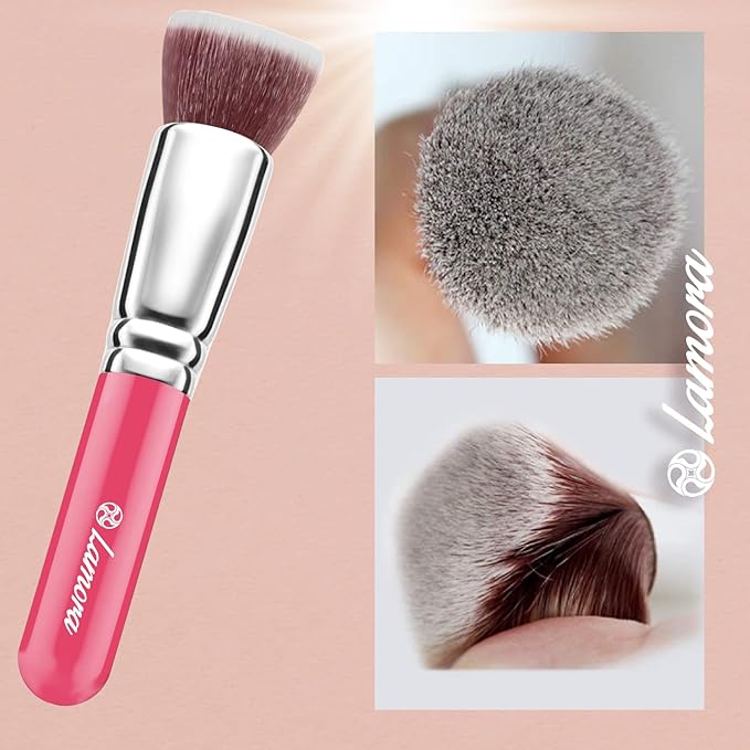 LAMORA Foundation Brush for Liquid Makeup - Kabuki Face Brush for Cream, Powder, Blush, and Concealer - Flat Top Blending, Buffing, Stippling Brush-Velvo Beauty