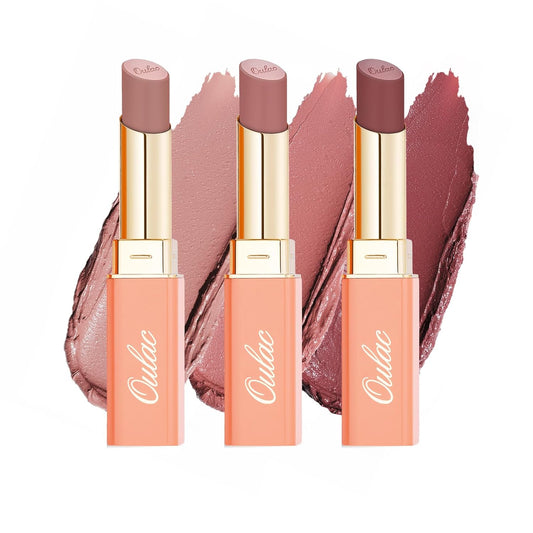 Oulac Hydrating Lipstick Set For Women Plum Brown Lipsticks High Impact Lipcolor Tinted Lip Balm, Nourishing, Satin Finish, Moisturizing Creamy Formula, Vegan Gluten Free 05+06+08(SET 2)-Velvo Beauty