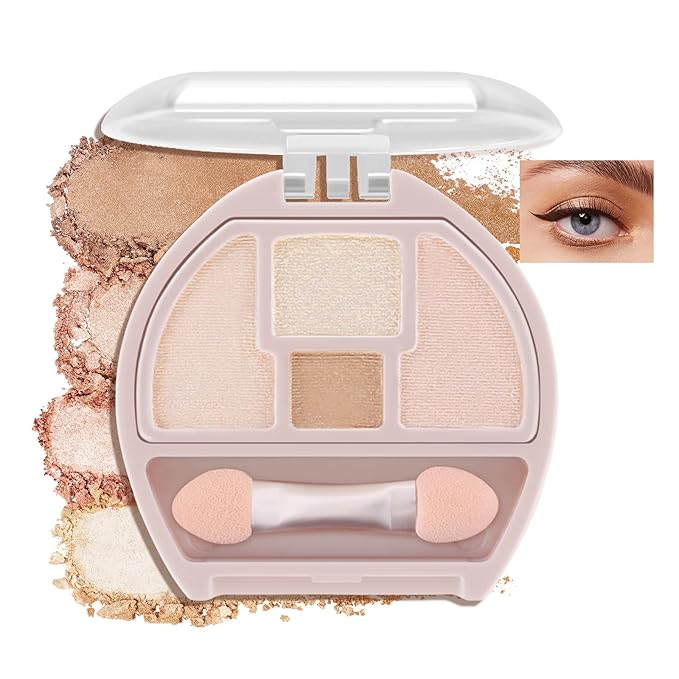 Boobeen 4-Color Makeup Palette, Highly Pigmented Glitter Eyeshadow Contour Palette with Smudger, Multi-purpose Face Makeup Palette for Eye/Face/Highlighter, Creates Shimmer Finishes, Long-lasting-Velvo Beauty