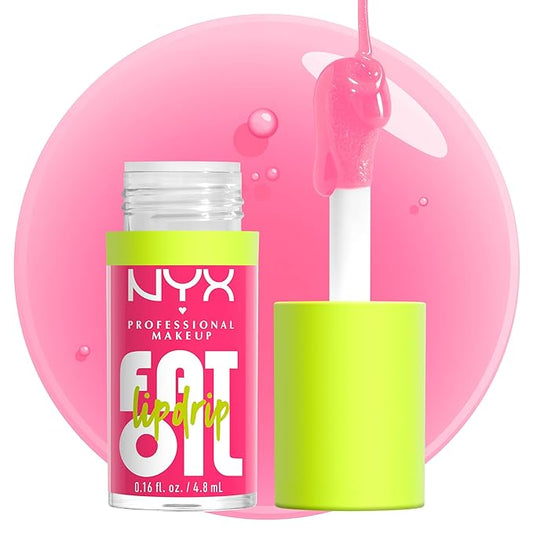 NYX PROFESSIONAL MAKEUP Fat Oil Lip Drip, Moisturizing Lip Oil Gloss, Vegan Tinted Formula, Up to 12 HR Hydration - Missed Call (Sheer Pink)-Velvo Beauty