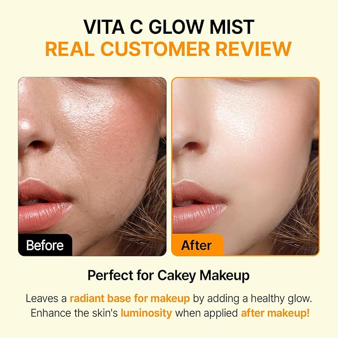 Vitamin C Mist with Niacinamide & Glutathione, Glow Mist for Dewy Skin, Makeup Setting Spray for face, Korean Skin Care, Vegan, 3.38 Fl Oz-Velvo Beauty