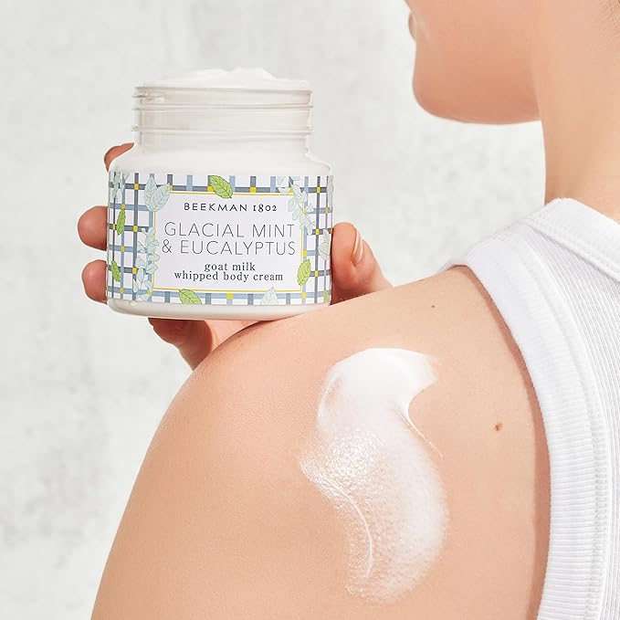 Beekman 1802 Glacial Mint & Eucalyptus Whipped Body Cream - 8 oz - Scented - Moisturizes, Soothes & Softens - With Coconut Oil & Mango Seed Butter - No Irritation - Good for Sensitive Skin-Velvo Beauty