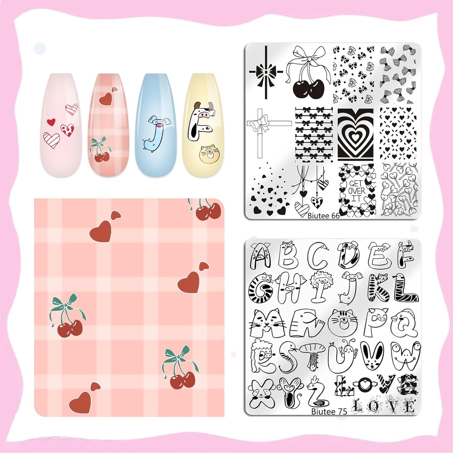 Biutee Nail Stamping Plate 15PCS Nail Stamper Kit Nail Art Stamping Plates Set with Nail Stamper, Scraper & Storage Bag, Nail Stamping Kit Star Bowknot Love Butterfly Leaf Halloween Design Template-Velvo Beauty