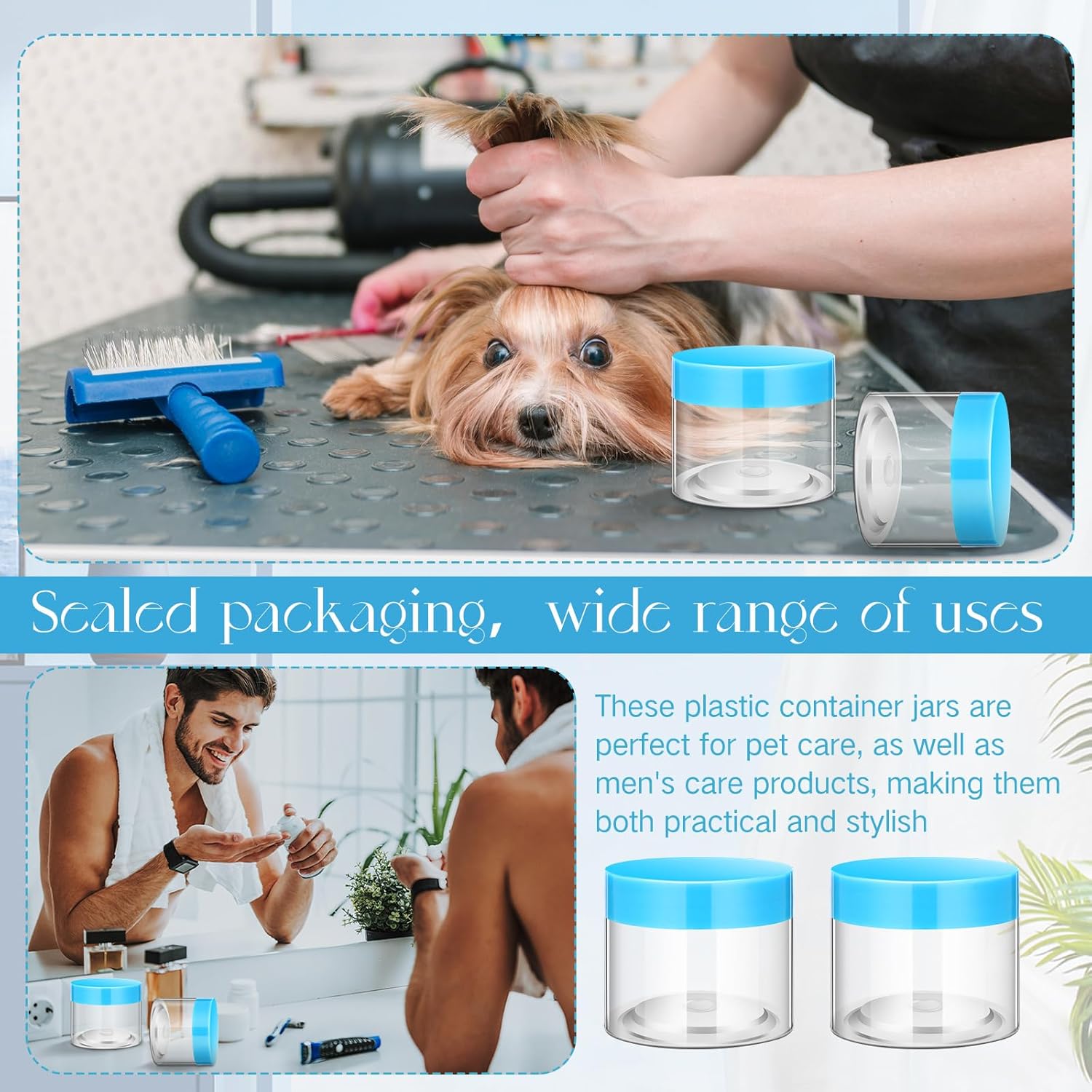SATINIOR 100 Pcs Plastic Jars with Lids Small Containers Lids Wide Mouth Small Plastic Containers for Lotion Cream Rhinestones Body Butters Travel Storage(6 oz, Blue)-Velvo Beauty