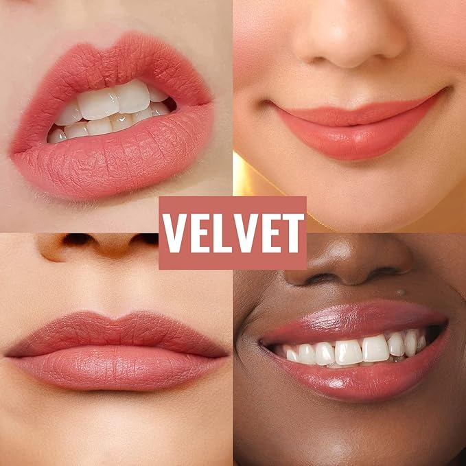 Oulac Nude Matte Lipstick for Women, Lipstick & Blush Duo, Peach Creamy Soft Satin Finish Lipsticks, Moisturising Formula, Rich Color Lightweight Lip Balm, Rose Oil, Vegan & Cruelty-Free| 3.6g (Y08)-Velvo Beauty