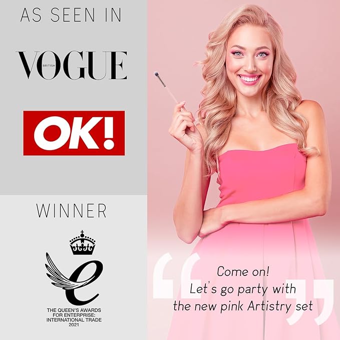 Niré Beauty 15piece Award Winning Pink Makeup Brushes: Pink Makeup Brush Set with Case, Makeup Sponge, Brush Cleaner, Guide, Gift Box-Velvo Beauty
