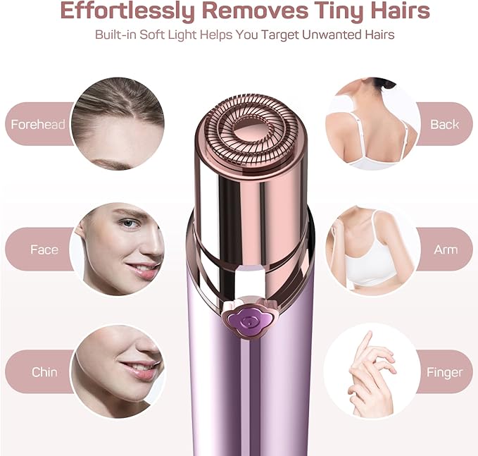 Facial Hair Removal for Women, Painless Electric Facial Hair Remover for Face, Chin,Upper Lip with USB Rechargeable