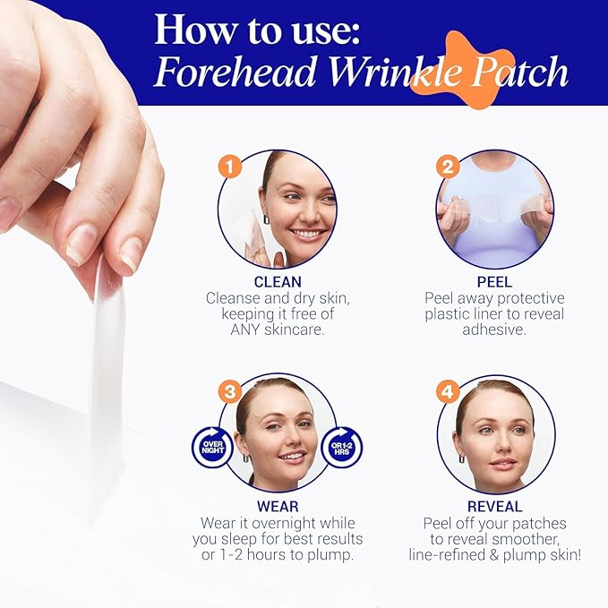 Wrinkles Schminkles Forehead Wrinkle Patches, 4-Pack, Reusable Hypoallergenic Silicone Smoothing Pads for Reducing Frown Lines & Face Lift Overnight-Velvo Beauty