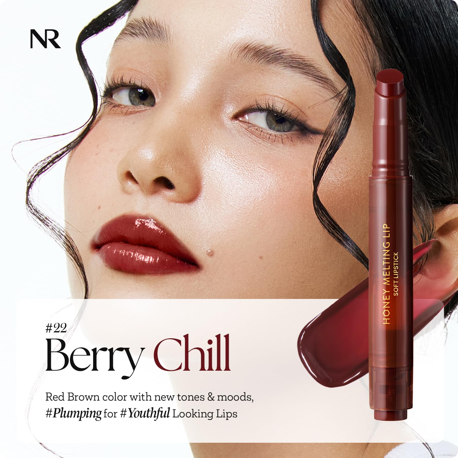 Nature Republic HONEY MELTING LIP PLUMPING (22 BERRY CHILL) SOFT LIP STICK, Hydrating Gloss, Moisturizing balms, Volumizing formula & Sheer tint, Glowy Finish, korean make up-Velvo Beauty