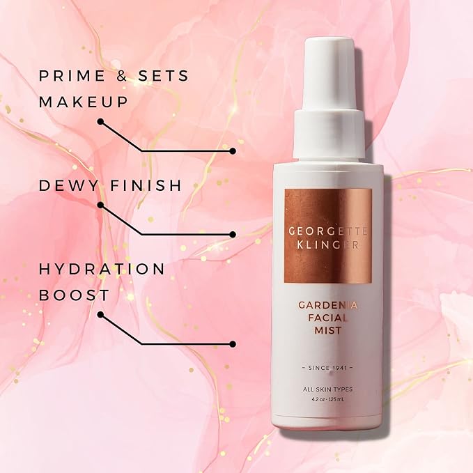 Georgette Klinger Gardenia Facial Mist - Collagen-Infused Face Spray, Long-Lasting Makeup, Hydration for Dewy and Smooth Skin, Anti Aging for All Skin Types- 4.2 oz-Velvo Beauty